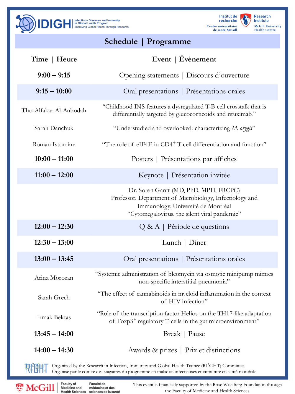 Research Day Schedule